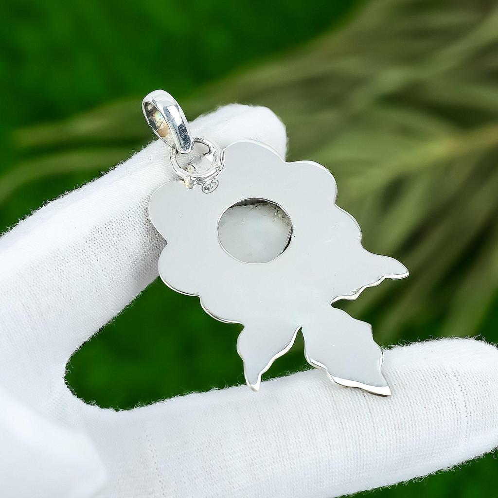 Предложение ко Дню дружбы Подвеска с драгоценным камнем Радужный лунный камень Ювелирное изделие Стерлинговое серебро