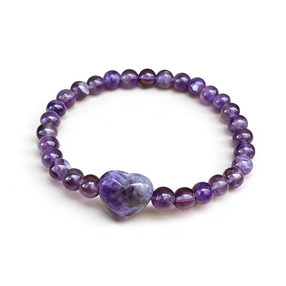 Natural Stone Beaded Bracelet Heart Couple Bracelet Elegant Strand Bracelets Women Lovers