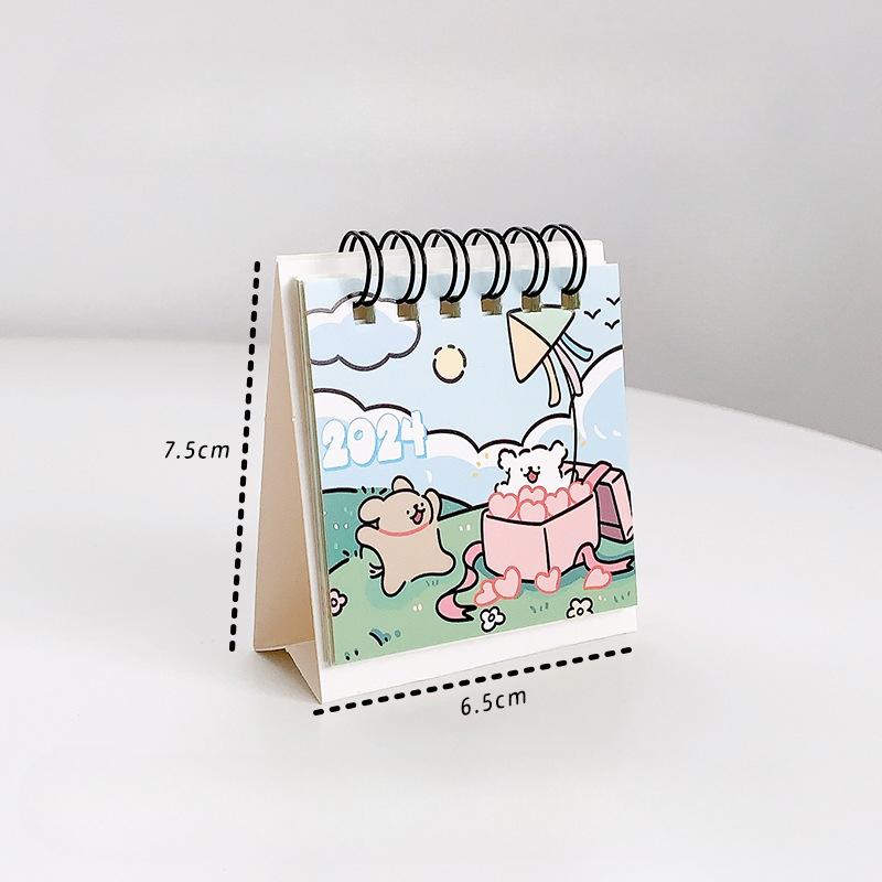 Мини-Настольный Календарь Маленький Ретро Европейский Стиль Цветочный Календарь 2024 Прекрасный Портативный Календарь Студенческий/Офисный Настольные Аксессуары