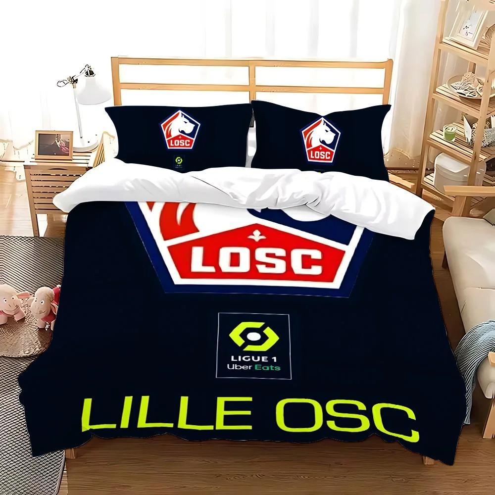 Football LOGO Duvet Cover Pillowcase Lille OSC Bedding Set Adult Boy Girl Bedroom Decoration Children Single Double Large Size
