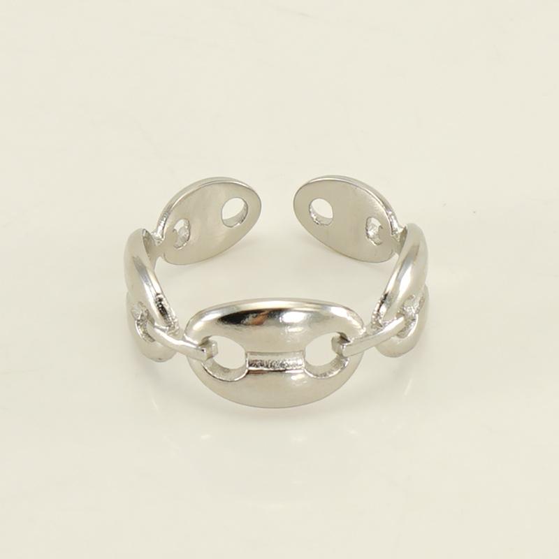 Новое модное кольцо из титановой стали с полым дизайном, нишевое простое женское трендовое открывающееся регулируемое кольцо