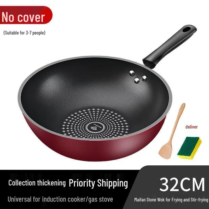 German Crystal Diamond Non-Stick Wok: Oil-Free, Smoke-Free, Induction & Gas Compatible Iron Cookware