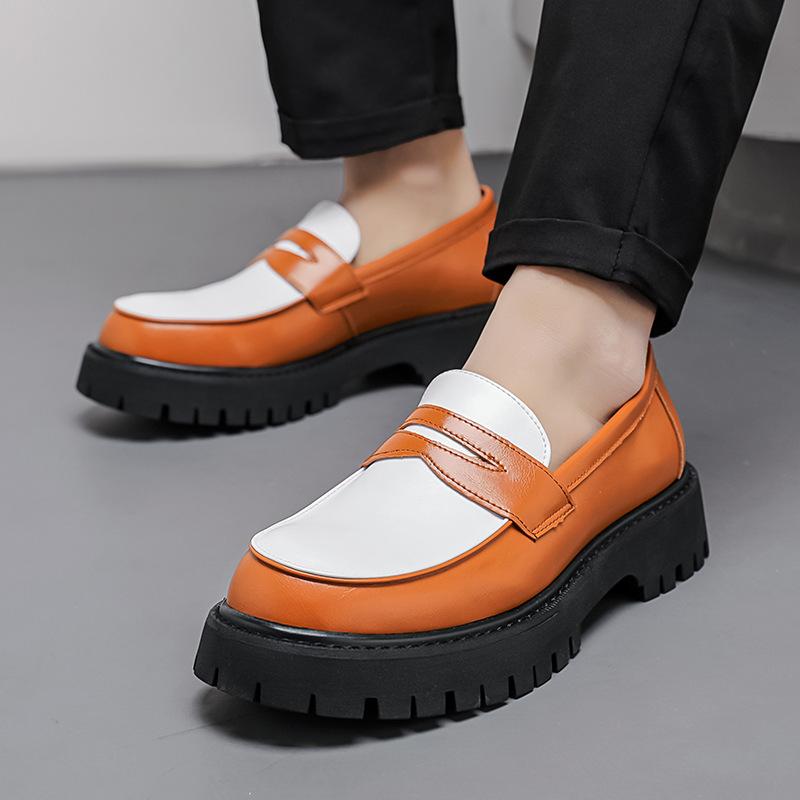 Весенние и осенние мужские туфли большого размера с низким верхом на толстой подошве, увеличивающие рост, кожаные туфли корейской версии в стиле ретро с одной педалью, повседневные мужские туфли для молодежи