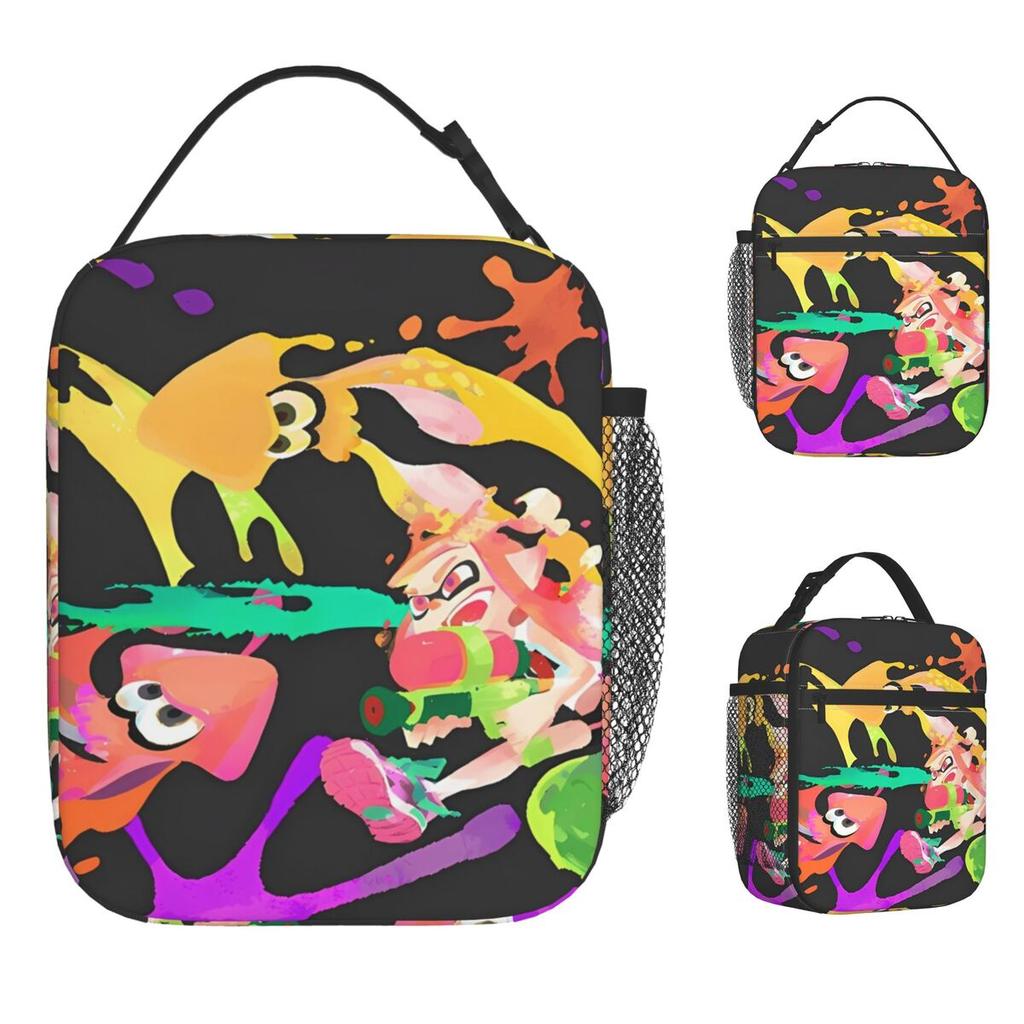 Splatoons Shoot Video Game Lunch Bag School Lunch Box For Women Cute Print Tote Food Bags Oxford Portable Zipper Cooler Bag