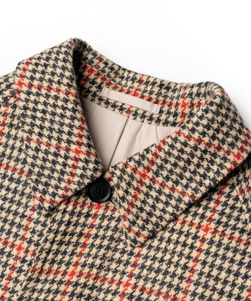 Edinburgh Club Harris Tweed Houndstooth Balmacaan Coat (Beige)