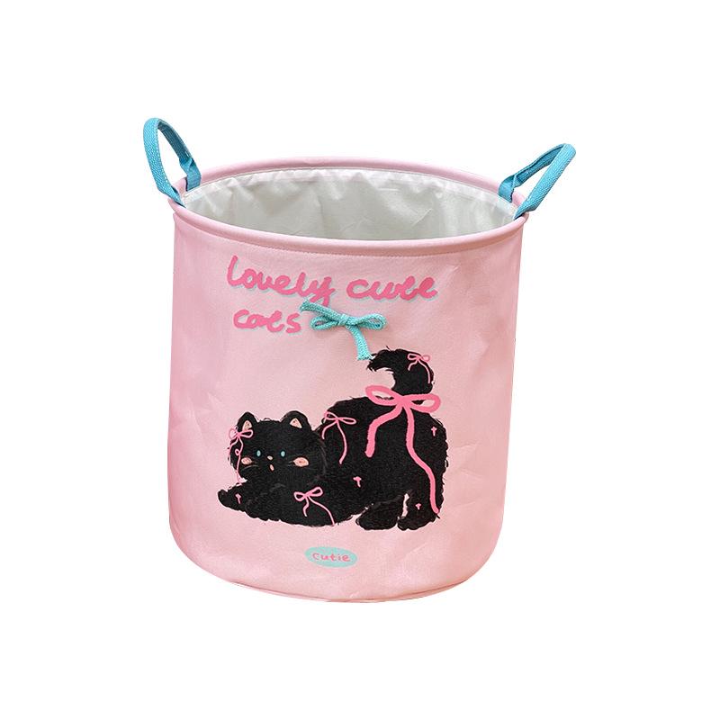 Складная корзина для белья с кошачьим дизайном - Водонепроницаемая, большой вместимости для ванной комнаты и хранения одежды.