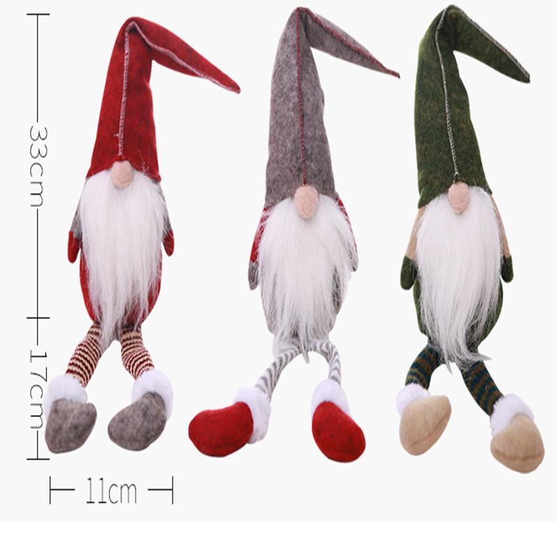 Christmas Long Legged Santa Gnome Plush Doll Ornament Xmas Elf Toys Holiday Home Party Decor Kids Gift