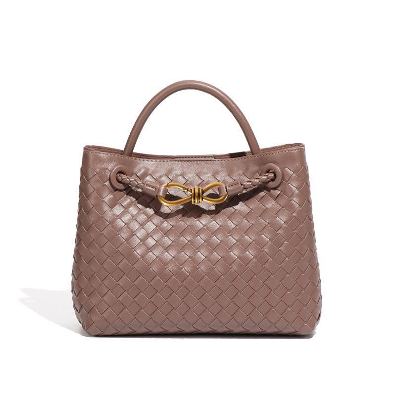 Винтажная плетеная сумка-тоут с металлической пряжкой - Универсальная сумка через плечо и кроссбоди