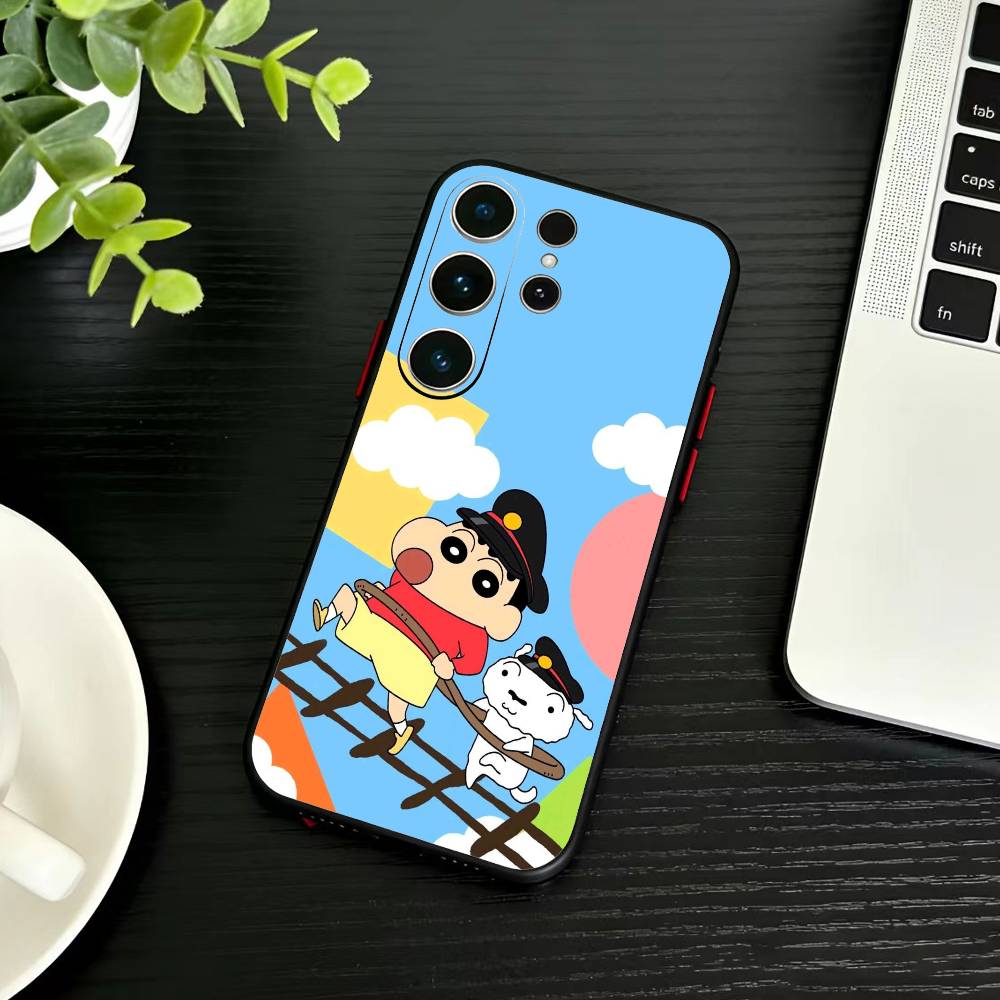 Cartoon N-Crayon Shin-chan Phone Case For Samsung S26,S25,S24,S23,S22,S30,S21,Ultra,Plus,FE 5G Black Soft Cover