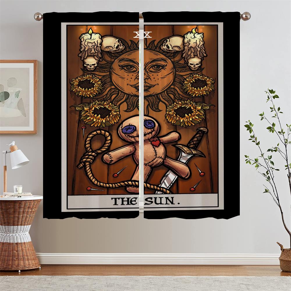 Terror Tarot Modern Living Room Curtains for Camera Tulle in Kitchen Curtains 2 Pieces Window Home and Decoration Curtain Rods