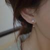 925 Sterling Silver Korean Simple Temperament Geometric Zircon Stud Earrings Women Plating 14k Gold Wedding Jewelry