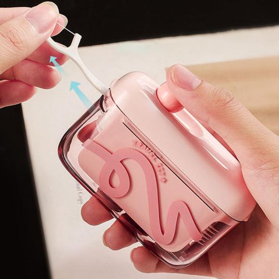 Portable Floss Pick Dispenser Automatic Pop-Up Dental Flosser Case Reusable Refillable Travel Floss Stick Holder Container Box