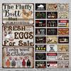 Warning Chicken Egg Metal Sign Vintage Tin Sign Plaque Metal Farm Wall Decor Farm Garden Vegetable Field Cave Metal Poster