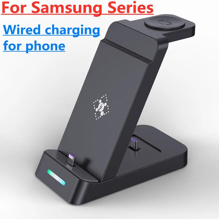 3 в 1 быстрая беспроводная зарядная подставка для iPhone 15 14 13 12 11 X XR 8 Samsung Watch 8 7 6 Airpods Pro зарядная док-станция