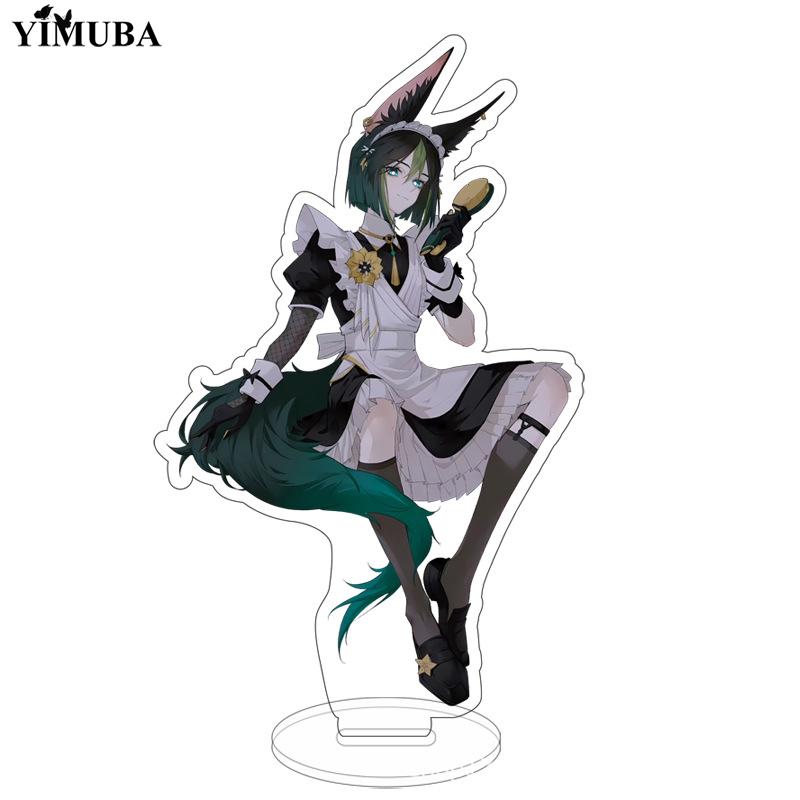 Креативная аниме-фигурка горничной Genshin, ударная подставка, модель, брелок для ключей Venti Xiao Scaramouche Cyno Diluc Dainsleif, вывеска на столе