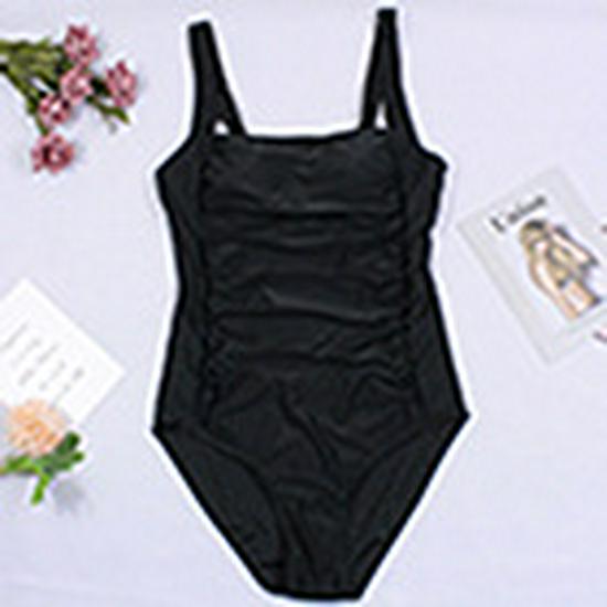 European & American Sexy Solid Color One-Piece Swimsuit with Straps for Women