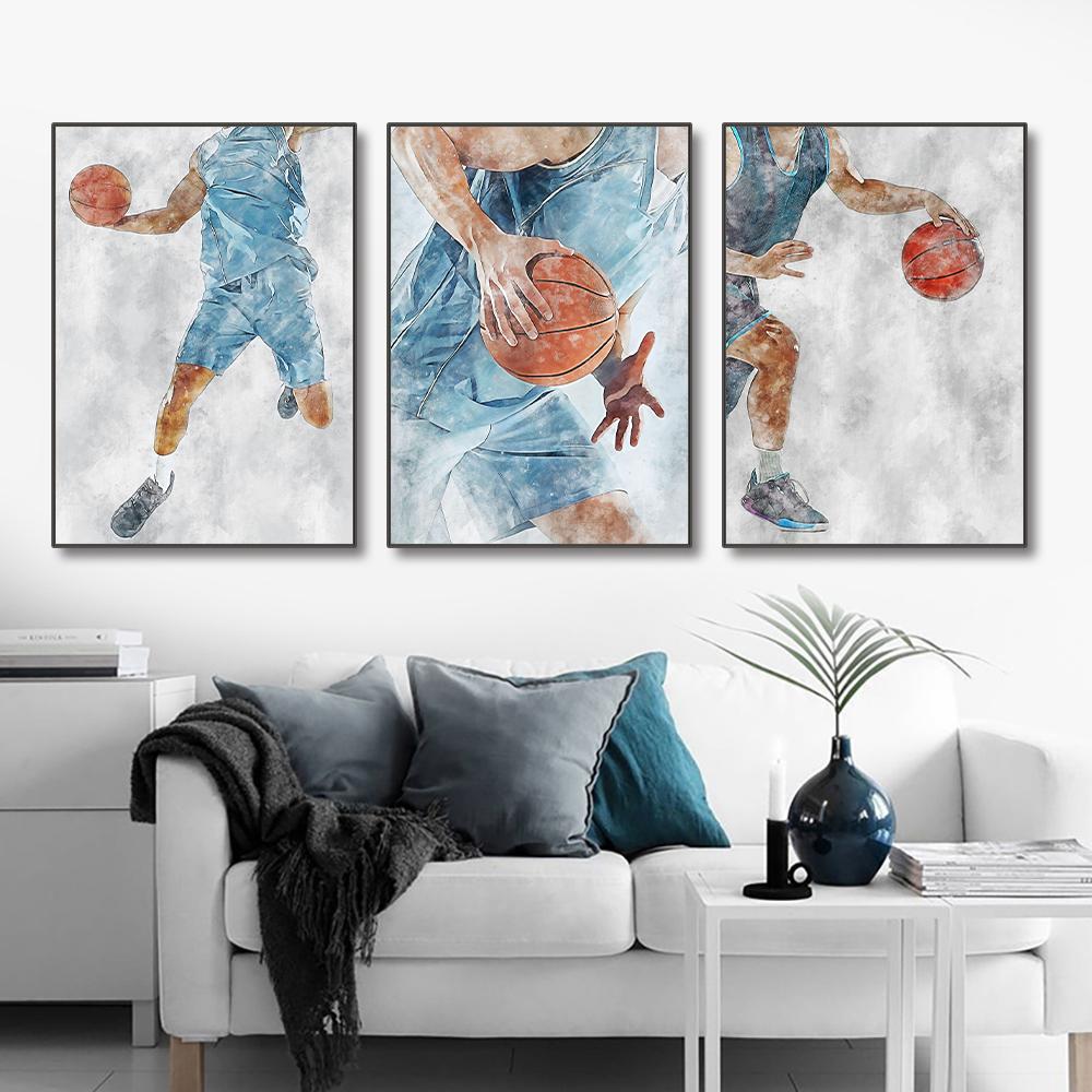 Баскетбольные спортивные постеры Баскетбольные спортивные звезды настенная живопись на холсте Современная гостиная украшения дома фотографии настенная живопись