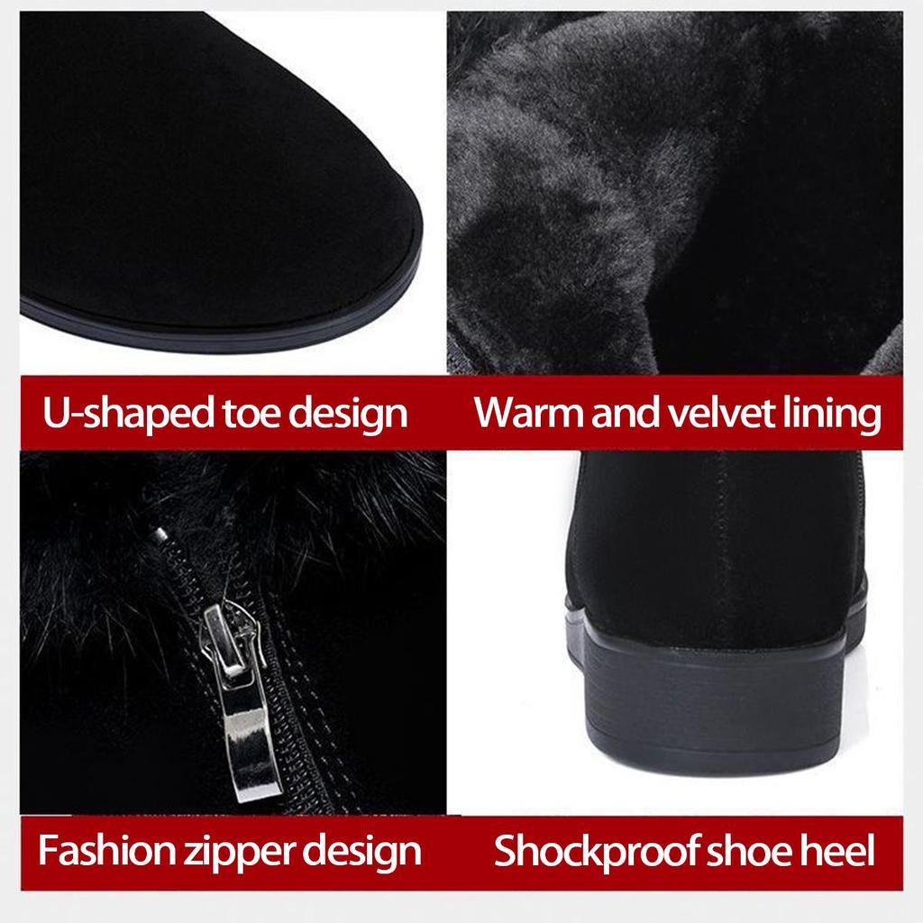 Women's Winter Snow Boots - Thick Cotton Lining, Flat Bottom, Plus Velvet, Large Size, Warm and Comfortable Short Boots.