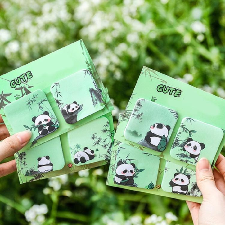 Cartoon Panda Sticky Note Paper 60Sheets Adheive Notes Pocket Notes Memo Pad Small Notepads for Writing Journaling