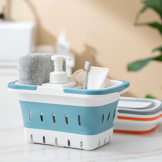 Storage Basket Portable Folding Plastic Bath Caddy with Handle Large Capacity Strong Load-bearing Travel Bathroom Organizer