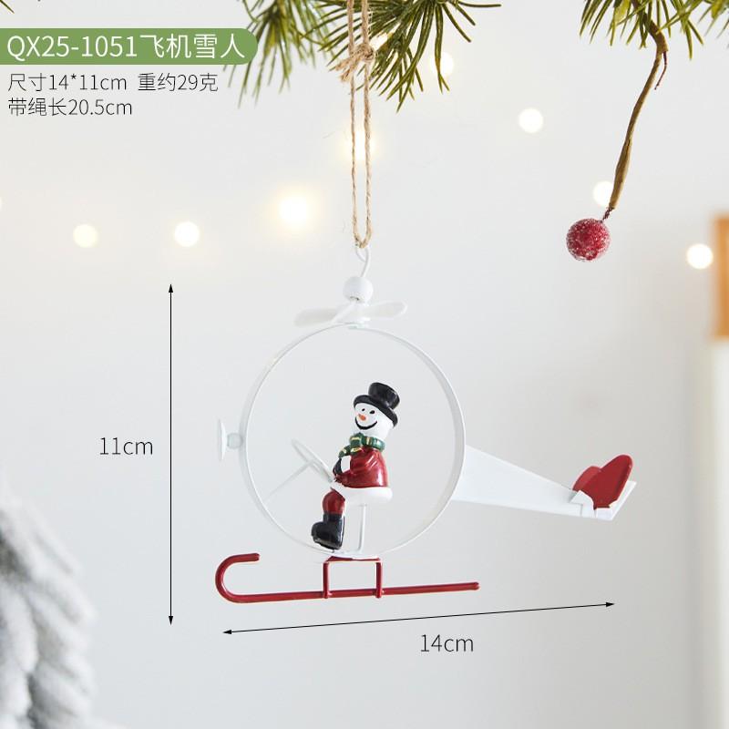 Metal Christmas Tree Hanging Decorations Set - Santa Claus Reindeer Snowman Ornaments Holiday Home Party Decor