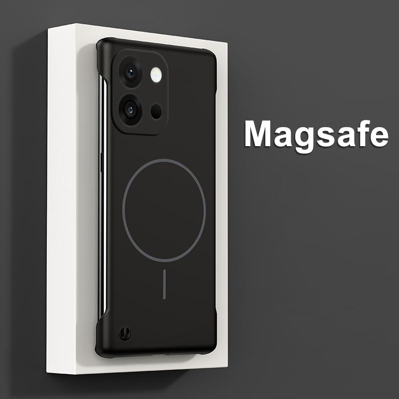 Однотонный безрамочный магнитный чехол для телефона для OnePlus 13T 13R 13 12R Ace 5 3 Тонкий противоударный жесткий ПК чехол для беспроводной зарядки