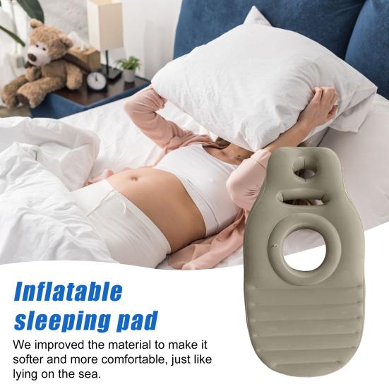 Inflatable Pregnant Yoga Mat Ergonomic PVC Sleeping Support Mattress with Hole Leak-proof Pregnancy Pain Relief Full Body Airbed Pillow Cushion