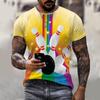 New Summer Simple Casual Sports Hip Bowling Fun Pattern 3D Printed T-shirt Street Breathable and Lightweight