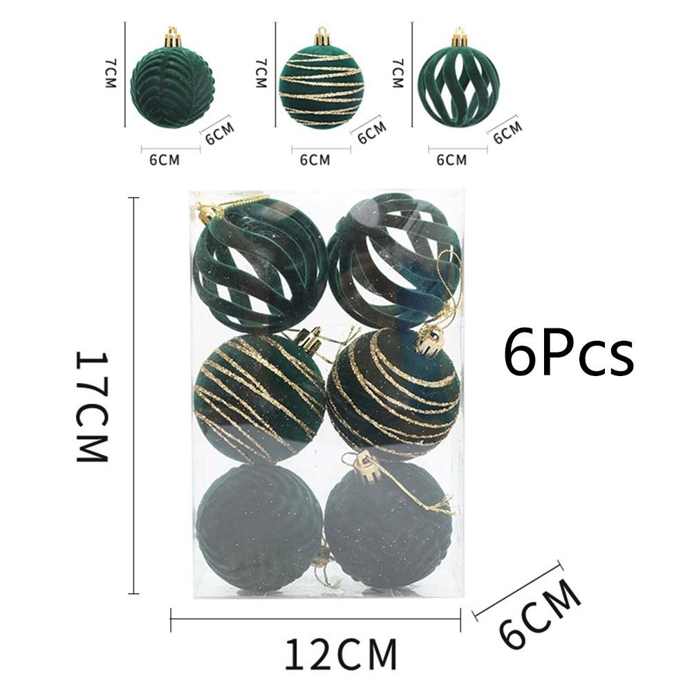 Velvet Hanging Ornaments Set of 6 for Christmas Tree Decoration Red Green