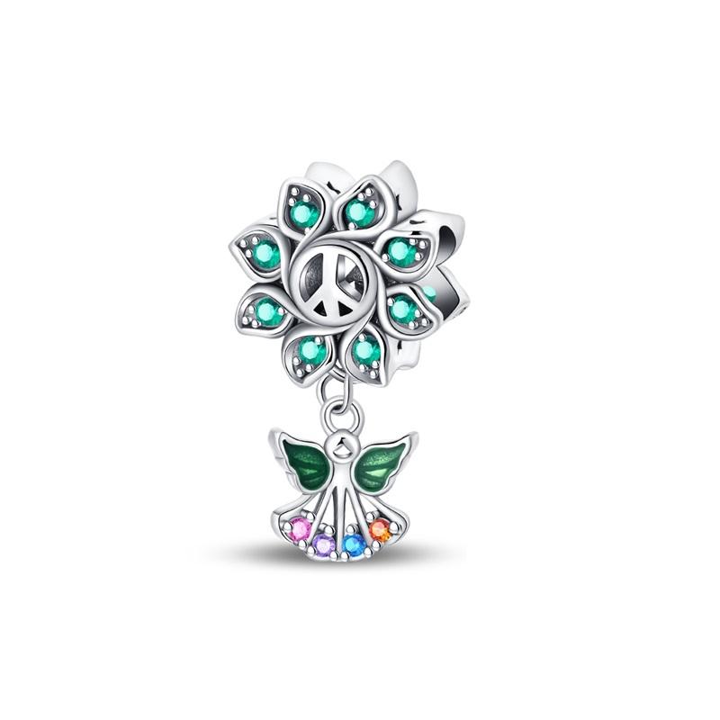 Fashion Spring Lucky Four Leaf Clover Series Copper Charms Beads Fit Original Bracelet Diy Jewelry