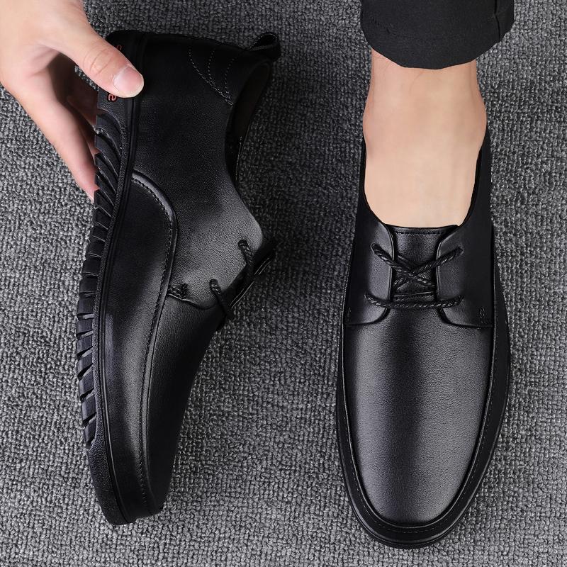 Fashion Genuine Leather Men Business Shoes Fashion Men's Oxford Shoes Lace-Up Male Breathable Casual Shoes Spring Summer Flats Sneakers