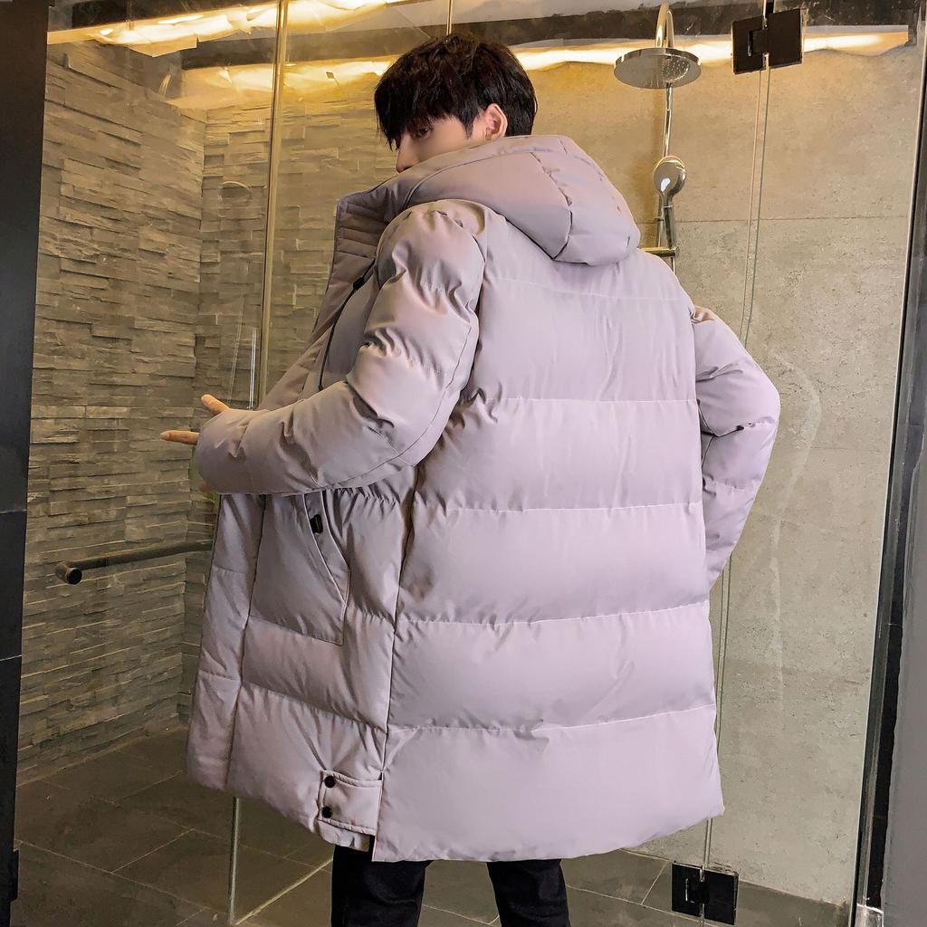 Medium and Long Cotton-padded Clothes Men's Winter Trend Loose Bread Clothes Hooded Cotton-padded Jacket
