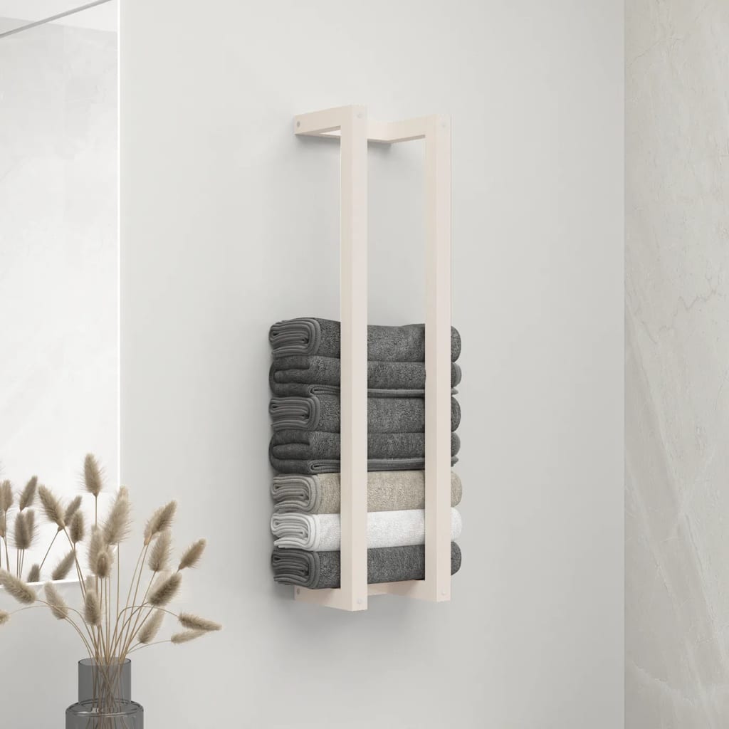 Towel Rack White 23x18x90 cm Solid Pine Wood