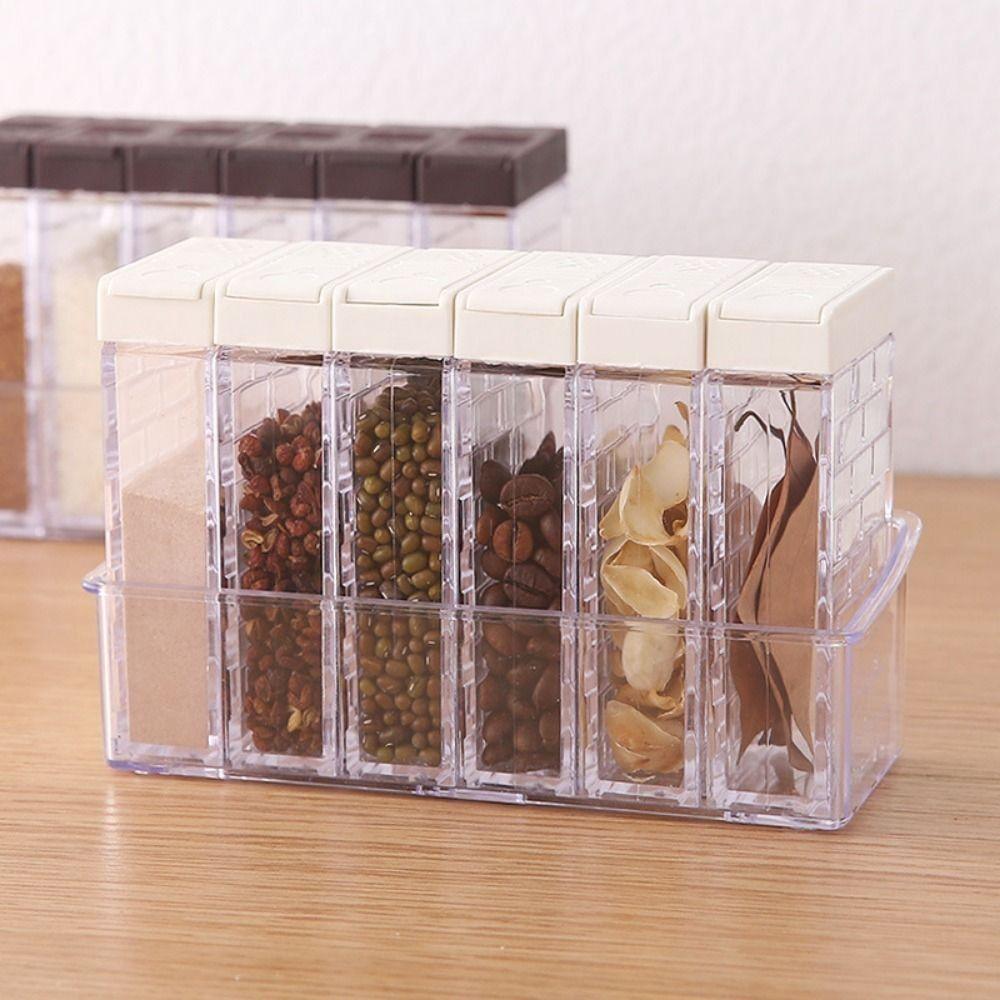 6Pcs/Set Double Opening Cover Spices Container Set Plastic Spice Canister Set Seasoning Bottle BBQ