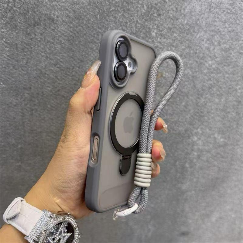 Для Magsafe Чехол-ремешок Контрастный Цветной для iPhone 17 16 15 14 13 12 11 Pro Max Air С Магнитной Подставкой Держателем Чехлы Обложка