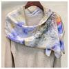 Oil painting magnolia thin silk crepe de chine scarf long scarf 100% mulberry silk summer sunscreen