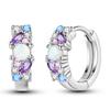 925 Sterling Silver Hoop Earrings Closely Set Purple Zircon Iris Butterfly Star Moon Cat Earrings for Women Fashion Jewelry Gift