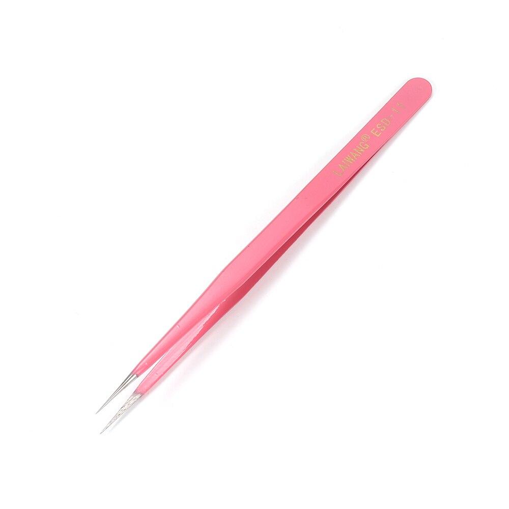 1 шт. отличное качество, розовый антистатический промышленный пинцет из нержавеющей стали, бусины со стразами, инструмент для изготовления ювелирных изделий