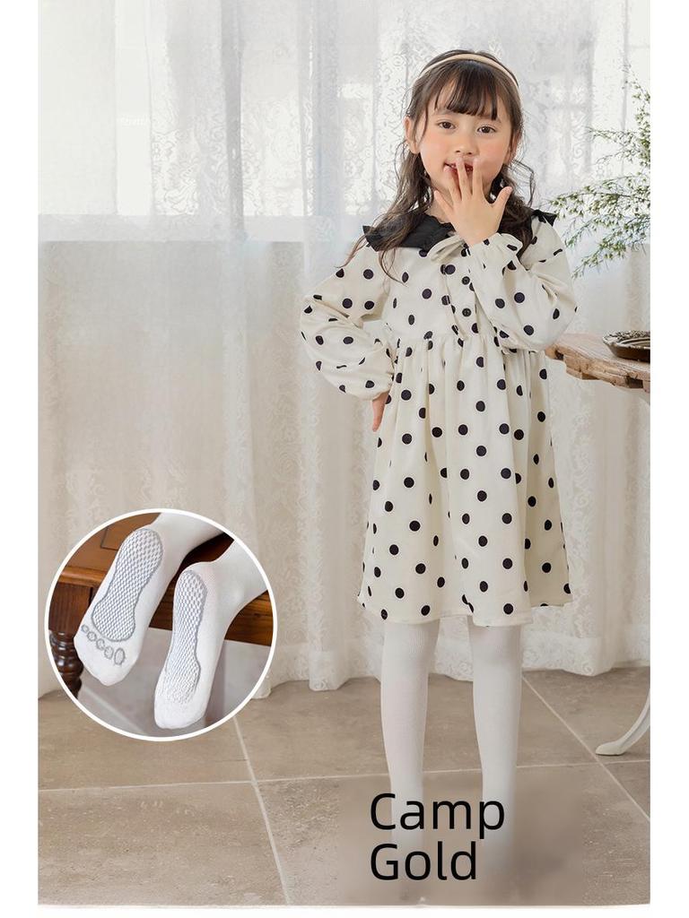 Velvet-Lined Girls' Cotton Pantyhose - Warm, Thick Leggings