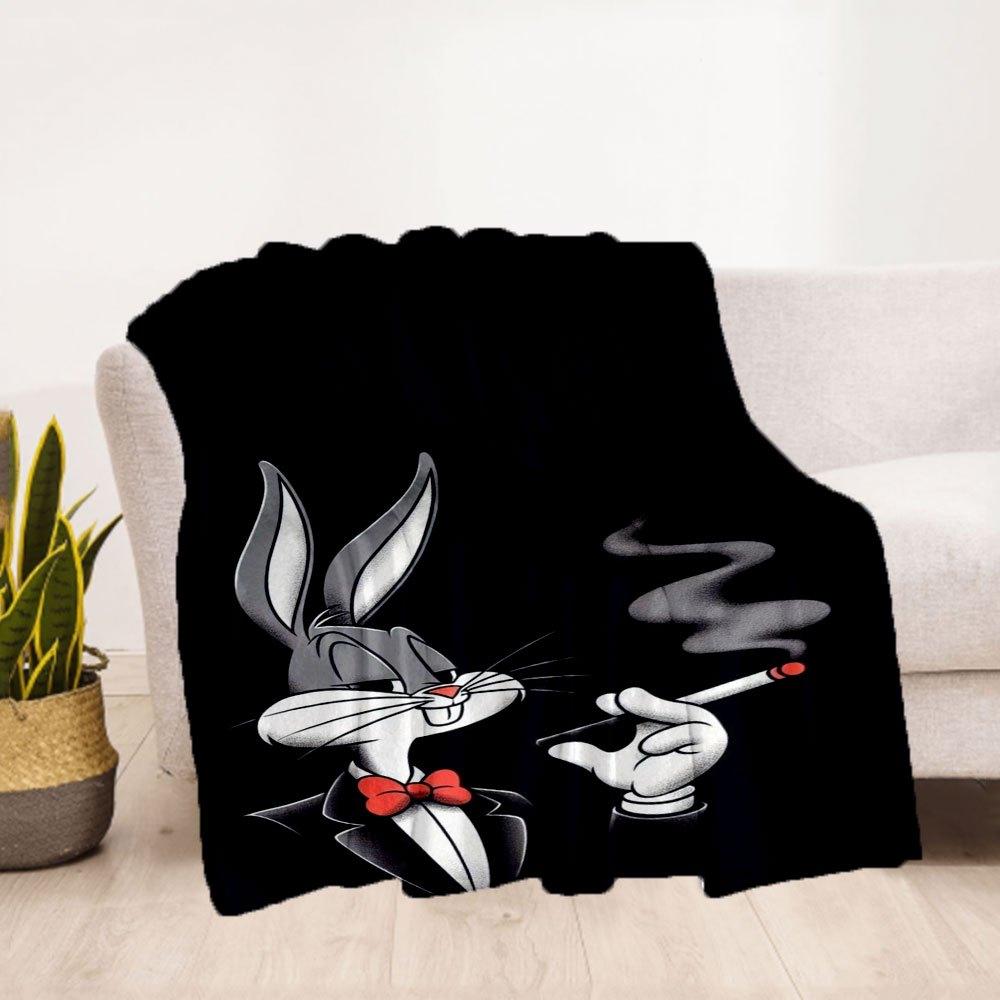 "Looney Tunes Bugs Bunny Smoking Phone Wallpaper"Blanket Flannel Throw Blanket for Sofa, Bed, Travel, Camping, Office