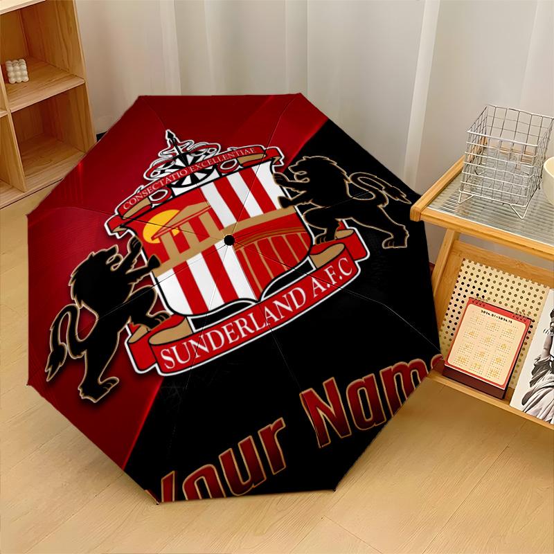 Автоматический 3-складной зонт Sunderland FC, 8 ребер, ветрозащитный, складной, защита от солнца и дождя, для путешествий на открытом воздухе, на каждый день