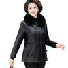 Autumn/Winter Women's Leather Jacket Oversized Loose Fleece Jacket Thick Flocked Leather Coat with Fur Collar