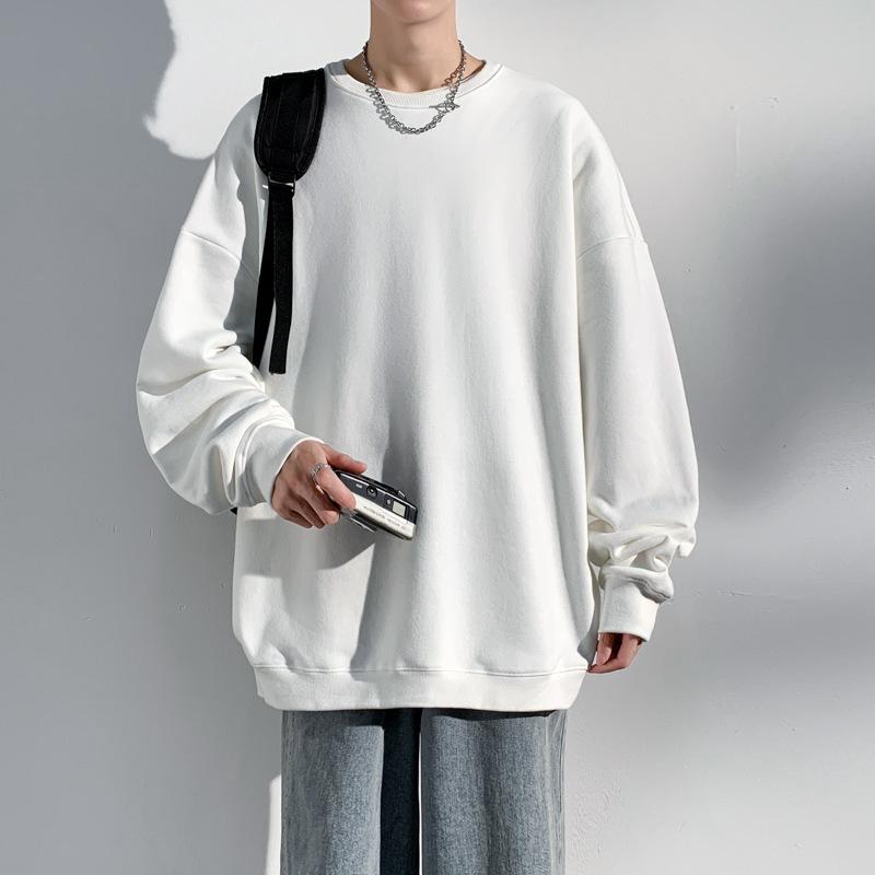 Толстовки с круглым вырезом, однотонный мужской удобный свитер на осень и зиму, свободный спущенный плечевой пояс, круглый вырез, универсальный свитер Tide