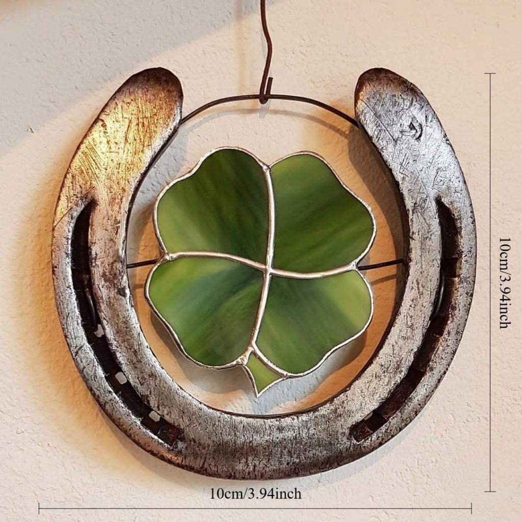 Wall Decoration Four Leaf Clover Horseshoe St. Patricks Day Metal Wall Hanging Pendant Shamrock Hallway Wall Ornaments