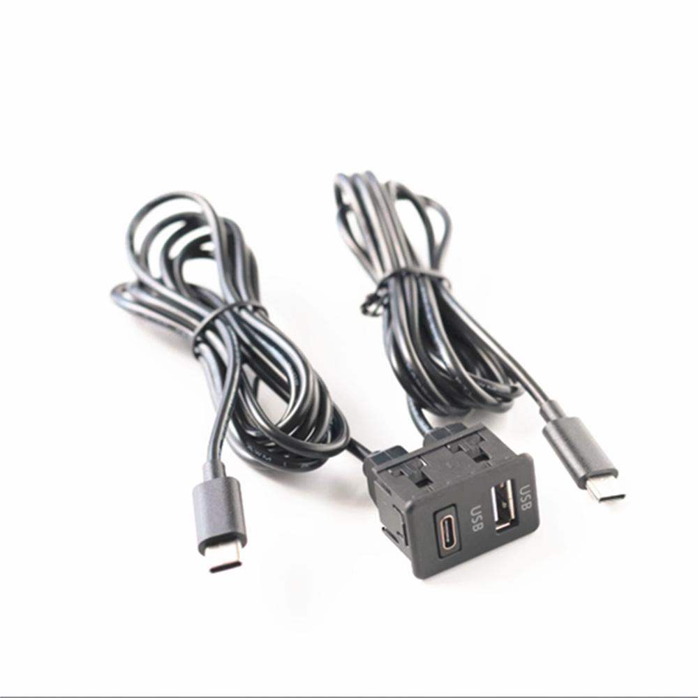 Новый 1x Автомобильный Двойной Порт Type-C USB+TYPE-C Панельный Интерфейс Удлинительный Кабель Адаптер Панель