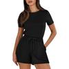 Women's Summer Crewneck Casual Loose Short Sleeve Rompers Jumpsuit Outfits With Pockets