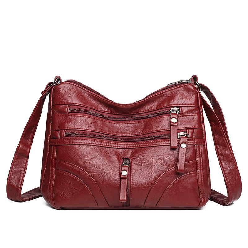 Мягкая кожаная сумка-мессенджер, наплечная сумка, простая сумка для мамы, женская новая модная универсальная ретро-сумка