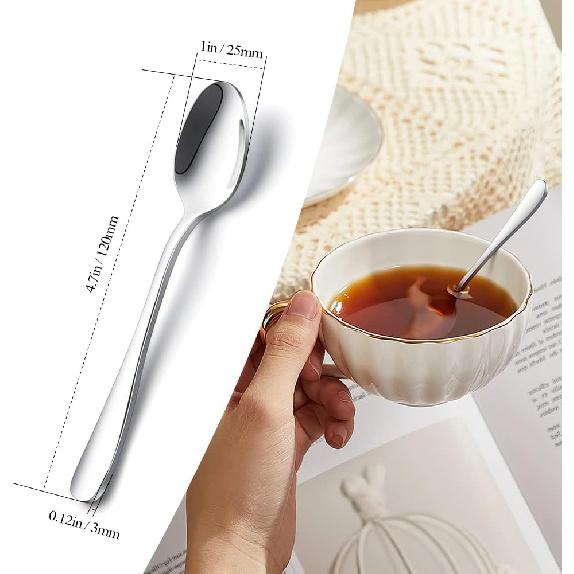 Кофейные ложки IQCWOOD, Мини-ложка для эспрессо, 6 штук, Набор столовых приборов из нержавеющей стали, Столовая ложка для дома, кухни или ресторана, Можно мыть в посудомоечной машине