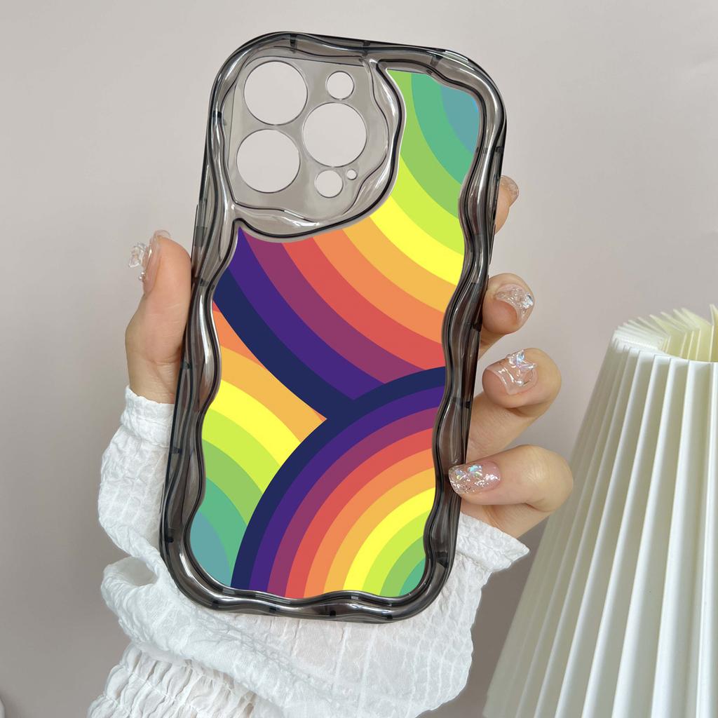 Ae93 Радужный художественный дизайн защитные чехлы для телефонов Apple iPhone 16 15 14 13 Pro Max 11 12 mini XR 7 8 6s Plus XS Max SE Wave TPU задняя крышка