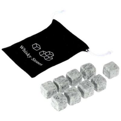 GL11459-Lot De 9 Pièces De Pierre À Whisky En Granit. Cubes De Rochers De Glacier. Refroidisseur En Vrac Naturel Pour Ustensiles D